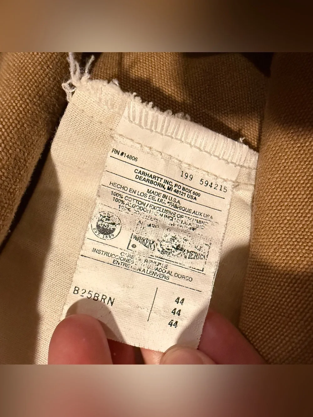 Carhartt Vtg Canvas Duck Carpenter Shorts Mens 44 (fit 42) brown USA Made B25BRN